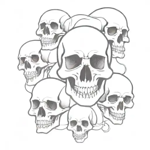 ghost skulls surrounded tattoo design idea