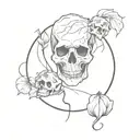 smokey skulls surrounded tattoo design idea