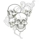 smokey skulls surrounded tattoo design idea