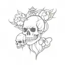 smokey skulls surrounded tattoo design idea