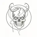 smokey skulls surrounded tattoo design idea