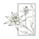 Edelweiss blossom in the middle on a long line min n on one side and s on the other side tattoo design idea