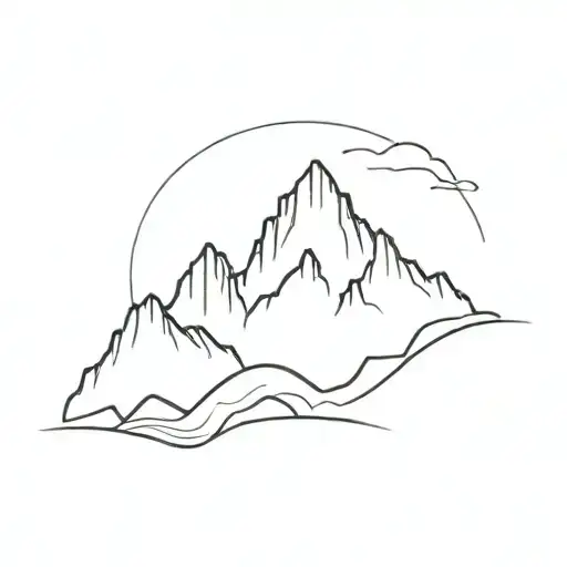 An abstract design of the Cerro de la Silla mountain with the city of Monterrey below tattoo design idea