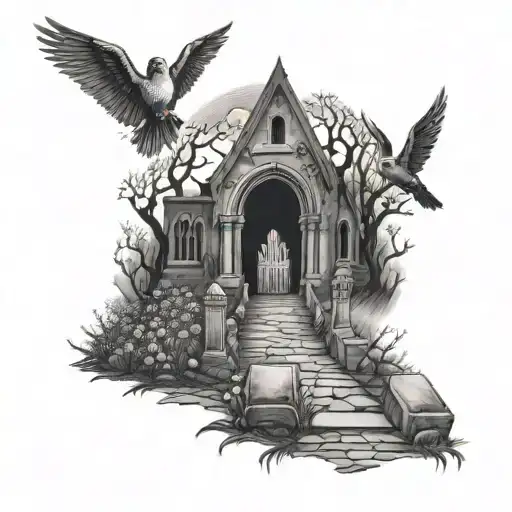 Graveyard Pathway  tattoo design idea