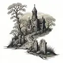 Graveyard Pathway  tattoo design idea