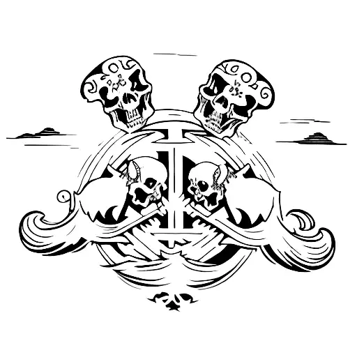 woodcut style town in flames with skulls riding horses while trampling people tattoo design idea