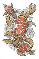 white rose, turtle, moon, crab, water element, ruby, cancer zodiac  tattoo design idea