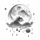 Full moon covered by clouds small tattoo  tattoo design idea