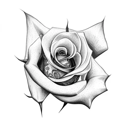 robin bird on a rose stem tattoo design idea