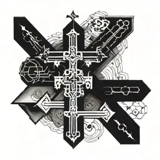 cybersigilism three cross made tattoo design idea