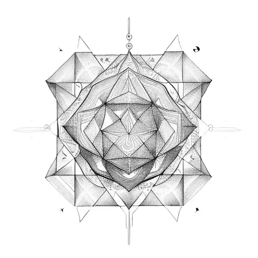 A geometric representation of the Renaissance era's alchemical symbols tattoo design idea