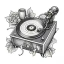 record player tattoo design idea