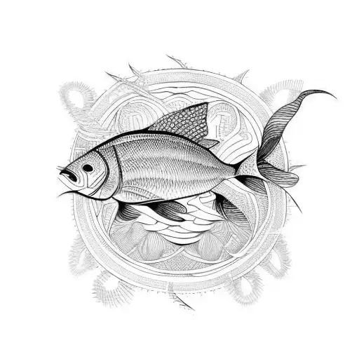 Geometric Hawaain Fish Hook Tattoo Idea - BlackInk AI