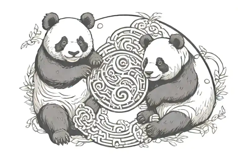 yin yang panda tattoo design idea