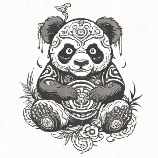 japanese horror panda tattoo design idea