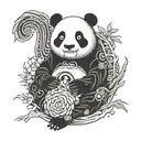Yin Yang Panda Holding tattoo design idea