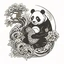 Yin Yang Panda Holding tattoo design idea