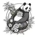 Yin Yang Panda Holding tattoo design idea