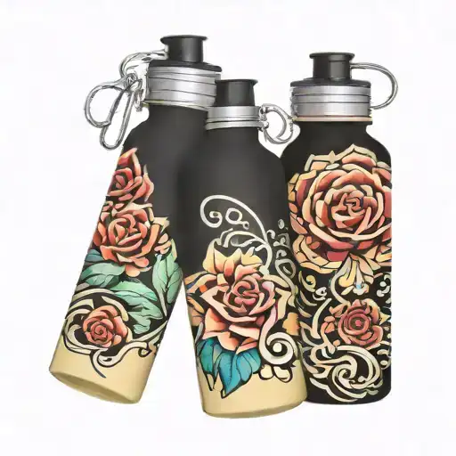 three reusable water bottles  tattoo design idea