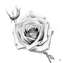 Single line rose with delta tattoo design idea