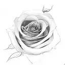 Single line rose with delta tattoo design idea
