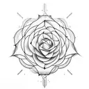 geometric rose tattoo design idea