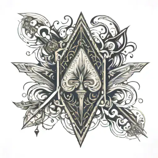 playing card and dagger tattoo design idea