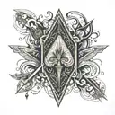 playing card and dagger tattoo design idea