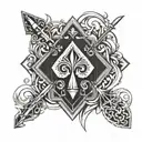 playing card and dagger tattoo design idea