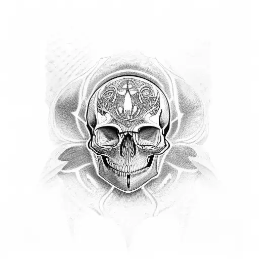Skull in giger style tattoo design idea