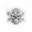 Skull in giger style tattoo design idea