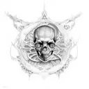 Skull in giger style tattoo design idea