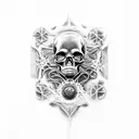 Skull in giger style tattoo design idea