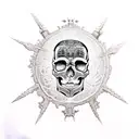 Skull in giger style tattoo design idea