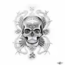 Skull in giger style tattoo design idea
