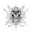 Skull in giger style tattoo design idea