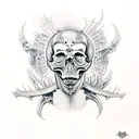 Skull in giger style tattoo design idea