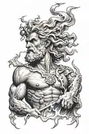 Zeus holding a lightning bolt tattoo design idea