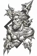 Zeus holding a lightning bolt tattoo design idea