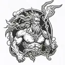 Zeus holding a lightning bolt tattoo design idea