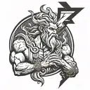 Zeus holding a lightning bolt tattoo design idea