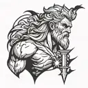 Zeus holding a lightning bolt tattoo design idea