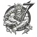 Zeus holding a lightning bolt tattoo design idea