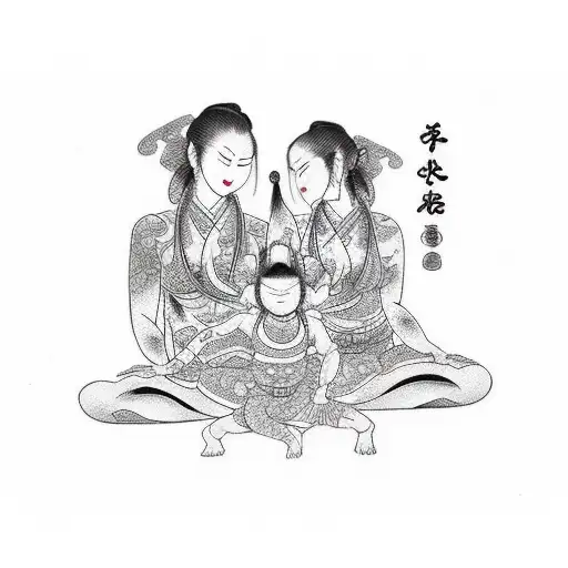 A mother and child doing yoga together tattoo design idea
