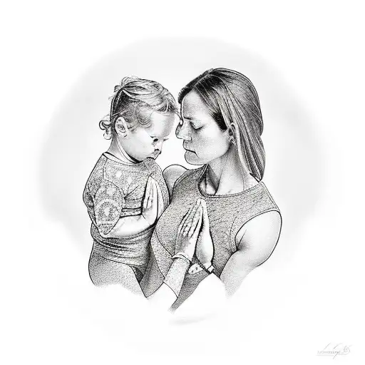 A mother and child doing yoga together tattoo design idea