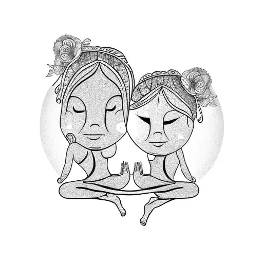 A mother and child doing yoga together tattoo design idea