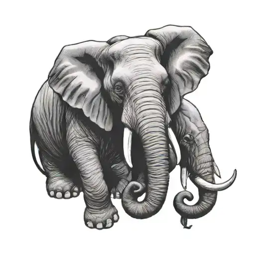 A minimalist design of the 'Hear no evil, See no evil, Speak no evil' concept with a musical twist with elephants tattoo design idea