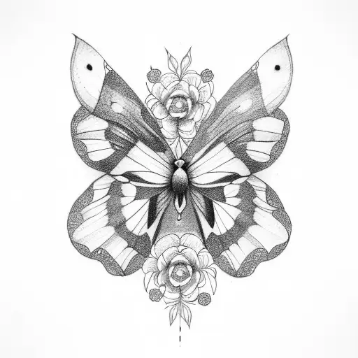 borboleta com flores tattoo design idea