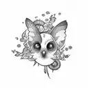 borboleta com flores tattoo design idea