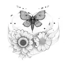 borboleta com flores tattoo design idea